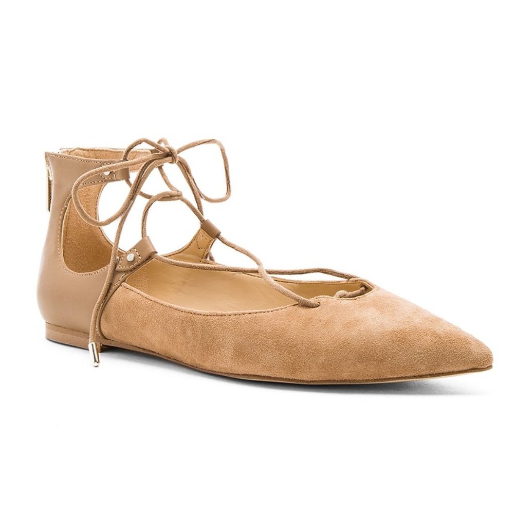 Sam Edelman Tan Lace-Up Flats